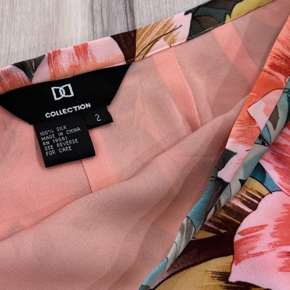 DD Collection Midi Skirt Floral 100% Silk Vintage - Picture 7 of 7